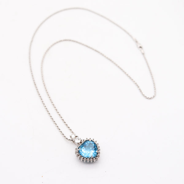 ITALIAN Classic Heart-Shaped Pendant Necklace In 14Kt Gold With Blue Topaz
