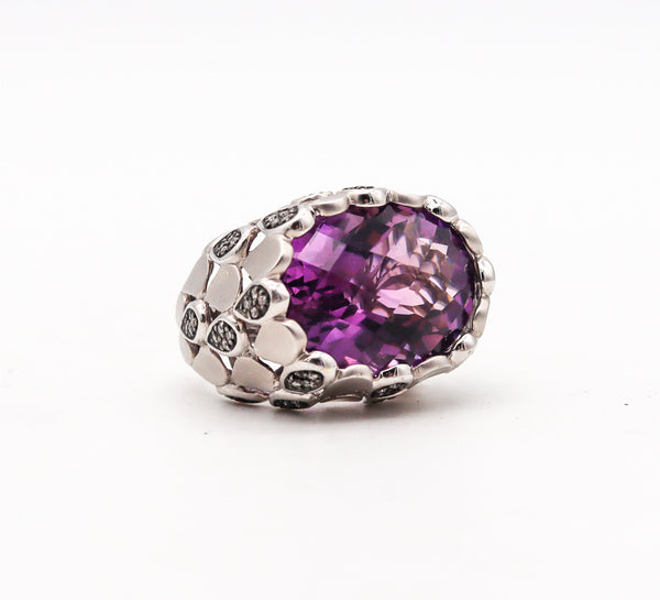 -Modern Cocktail Ring In 14Kt Gold With 15.08 Ctw In Amethyst And Diamonds