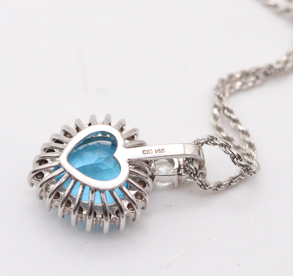 ITALIAN Classic Heart-Shaped Pendant Necklace In 14Kt Gold With Blue Topaz