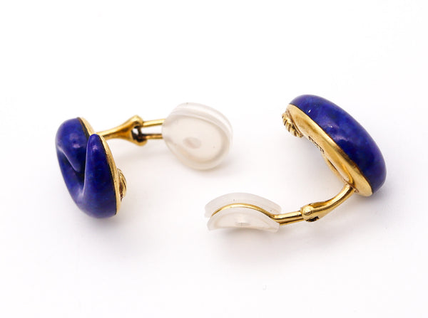 TIFFANY & CO. 1977 Angela Cummings Lapis Comas Clips On Earrings In 18Kt Gold