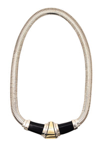 CARTIER Art-Deco Necklace In 18Kt Yellow Gold And Sterling With Onyx Appliques