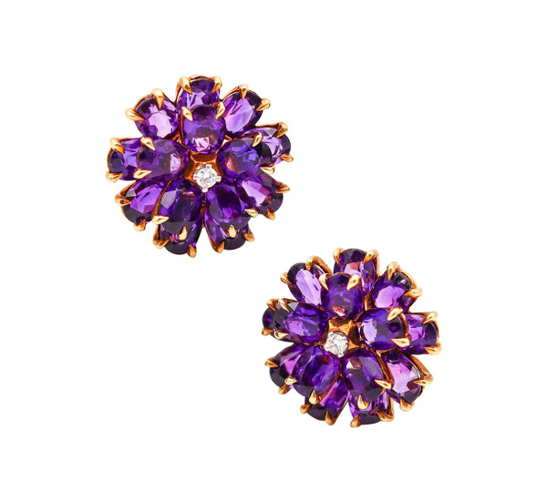 TIFFANY & CO. 1940 Clips Earrings In 14Kt Yellow Gold With Vivid Amethysts