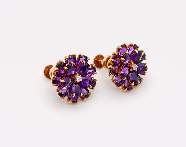 TIFFANY & CO. 1940 Clips Earrings In 14Kt Yellow Gold With Vivid Amethysts