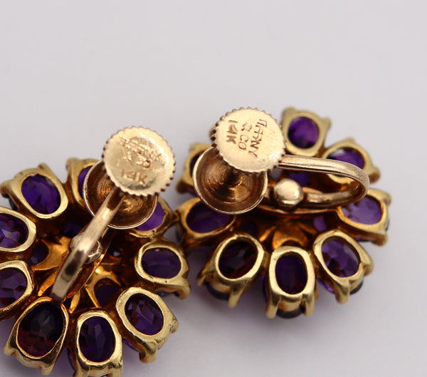 TIFFANY & CO. 1940 Clips Earrings In 14Kt Yellow Gold With Vivid Amethysts