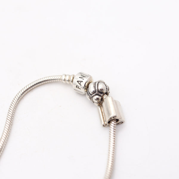 PANDORA Vintage Bracelet with Three Charms In .925 Sterling Silver