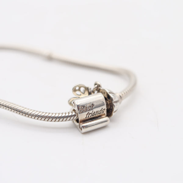 PANDORA Vintage Bracelet with Three Charms In .925 Sterling Silver
