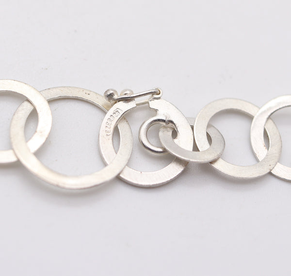 TEZER Modernist Long Geometric Circles Sautoir Necklace In .925 Sterling Silver