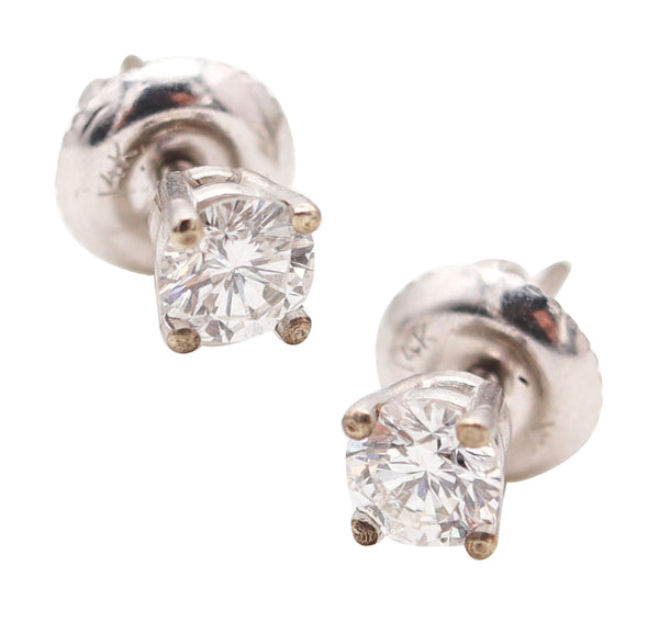 DIAMONDS STUDS Contemporary 0.50 Cwt Diamonds Earrings In 14Kt White Gold