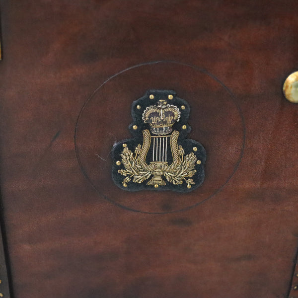 ENGLAND 1900 Victorian Pair Of Army Officer Travel Chests In Leather And Bronze