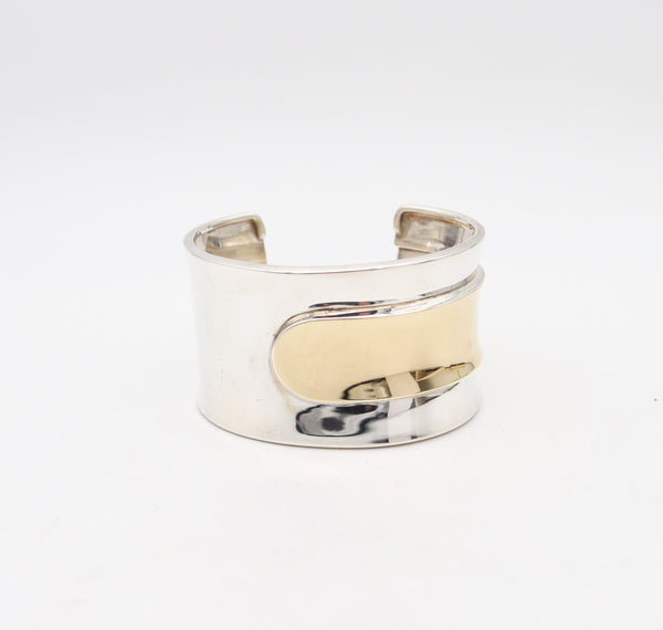 CARTIER 1970 Modernist Geometric Cuff-Bracelet In 18Kt Yellow Gold & Sterling