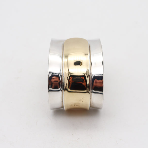 CARTIER 1970 Modernist Geometric Cuff-Bracelet In 18Kt Yellow Gold & Sterling