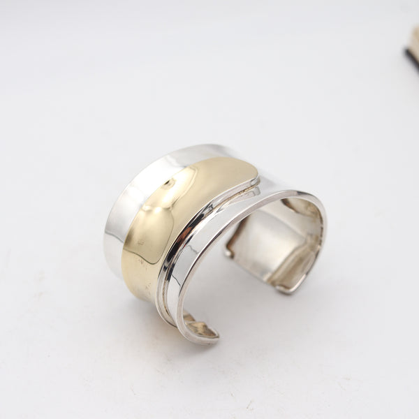 CARTIER 1970 Modernist Geometric Cuff-Bracelet In 18Kt Yellow Gold & Sterling
