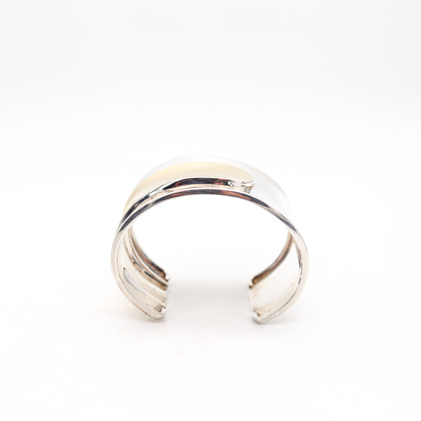 CARTIER 1970 Modernist Geometric Cuff-Bracelet In 18Kt Yellow Gold & Sterling