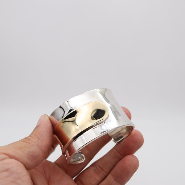 CARTIER 1970 Modernist Geometric Cuff-Bracelet In 18Kt Yellow Gold & Sterling