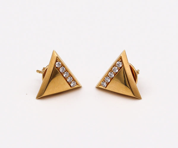 MARINA B. 1978 Milano Triangoli Studs Earrings In 18Kt Yellow Gold With VS Diamonds