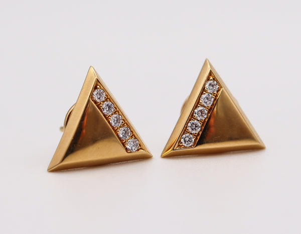 MARINA B. 1978 Milano Triangoli Studs Earrings In 18Kt Yellow Gold With VS Diamonds