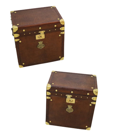 ENGLAND 1890 Victorian Pair Of Army Officer Travel Chests In Crocodile Leather