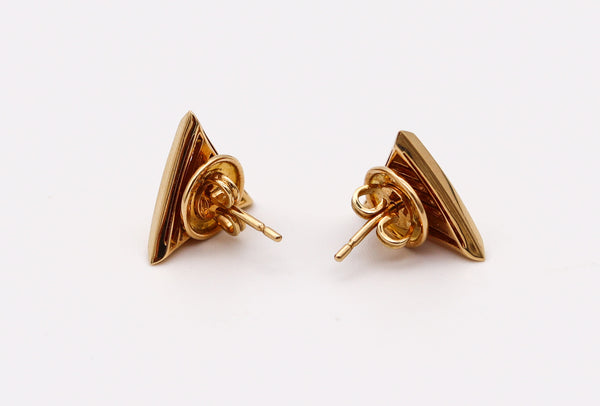 MARINA B. 1978 Milano Triangoli Studs Earrings In 18Kt Yellow Gold With VS Diamonds