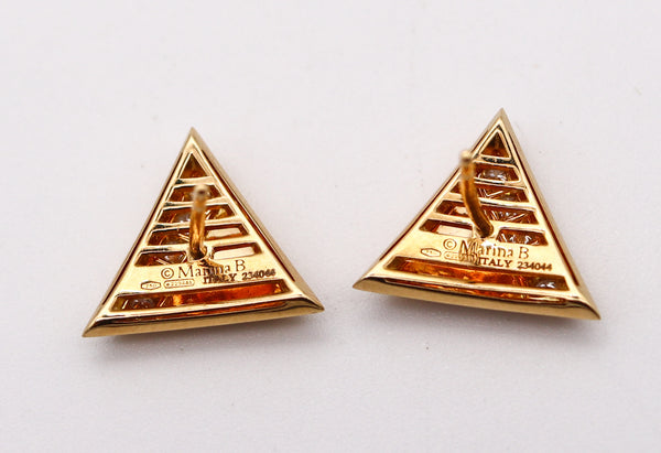 MARINA B. 1978 Milano Triangoli Studs Earrings In 18Kt Yellow Gold With VS Diamonds