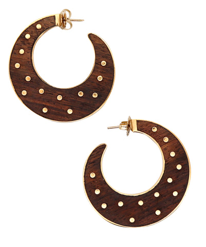 FRED LEIGHTON New York Sculptural Earrings In Makassar Ebony And 18 Kt Yellow Gold