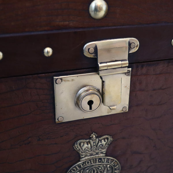 ENGLAND 1890 Victorian Pair Of Army Officer Travel Chests In Crocodile Leather
