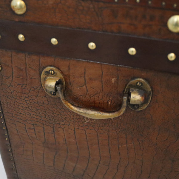 ENGLAND 1890 Victorian Pair Of Army Officer Travel Chests In Crocodile Leather