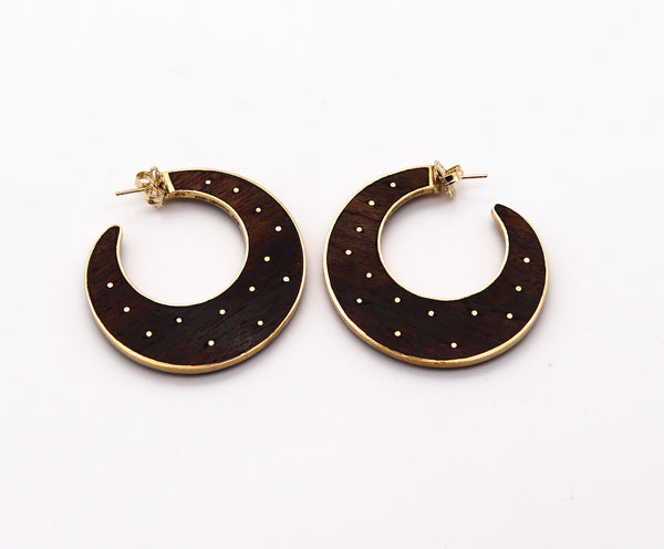 FRED LEIGHTON New York Sculptural Earrings In Makassar Ebony And 18 Kt Yellow Gold