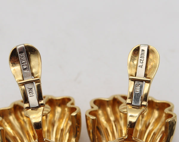 ANDREW CLUNN Convertible Doorknockers Earrings In 18Kt Gold With Onyx