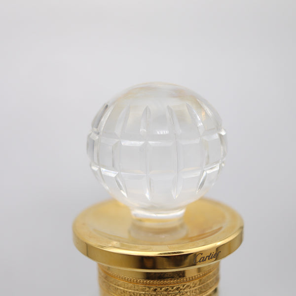 CARTIER France 1980 Hand-Cut Crystal Liquor Bottle With Gilt Gold Collar