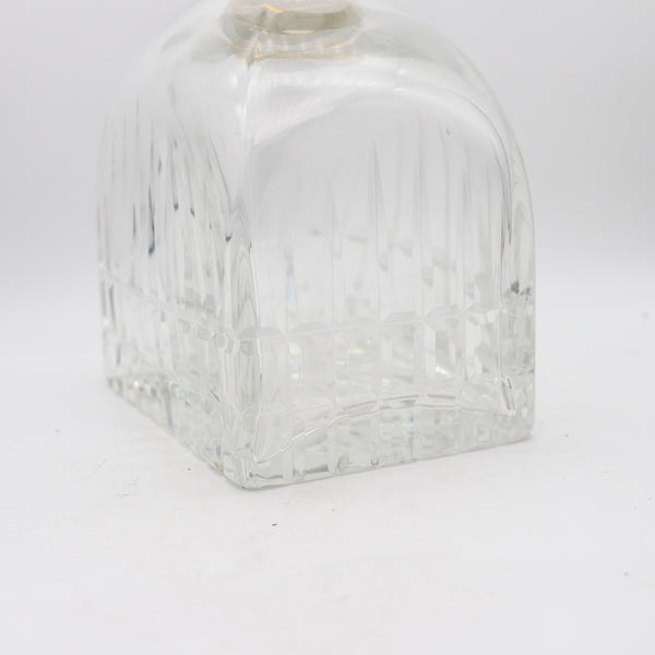 CARTIER France 1980 Hand-Cut Crystal Liquor Bottle With Gilt Gold Collar