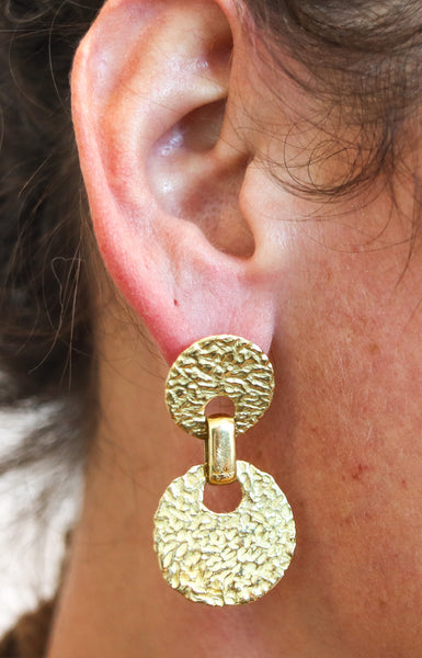 TORRINI Firenze 1970 Dangle Drop Earrings In Solid Textured 18Kt Yellow Gold