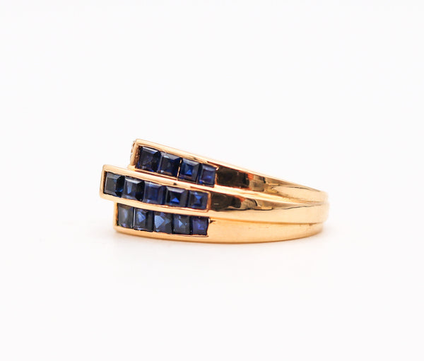 -Oscar Heyman Cocktail Ring In 18Kt Gold With 2.62 Ctw In Diamonds Sapphires