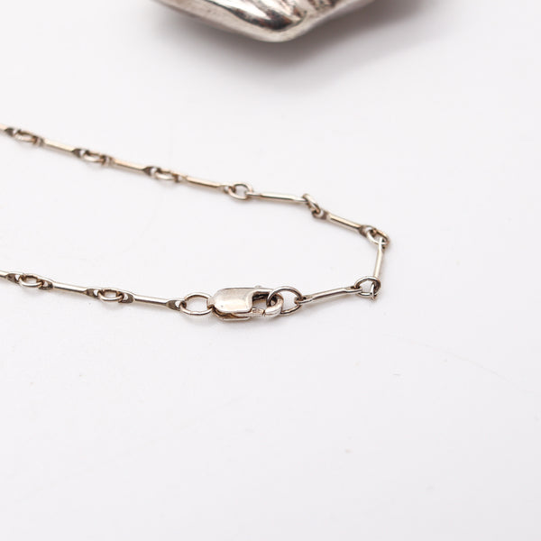ART-DECO 1930 Skyscraper Perfume Bottle Necklace Chain In .925 Sterling Silver