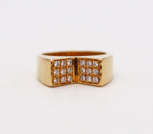 -Cartier 1970 Geometric Modernist Ring In 18Kt Yellow Gold With Diamonds