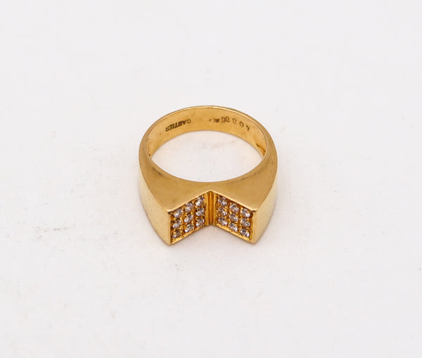 -Cartier 1970 Geometric Modernist Ring In 18Kt Yellow Gold With Diamonds