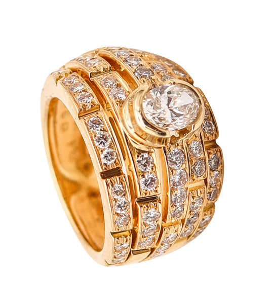 CARTIER Paris Maillon Panthère Cocktail Ring In 18Kts Gold With 2.65 Cwt Diamonds