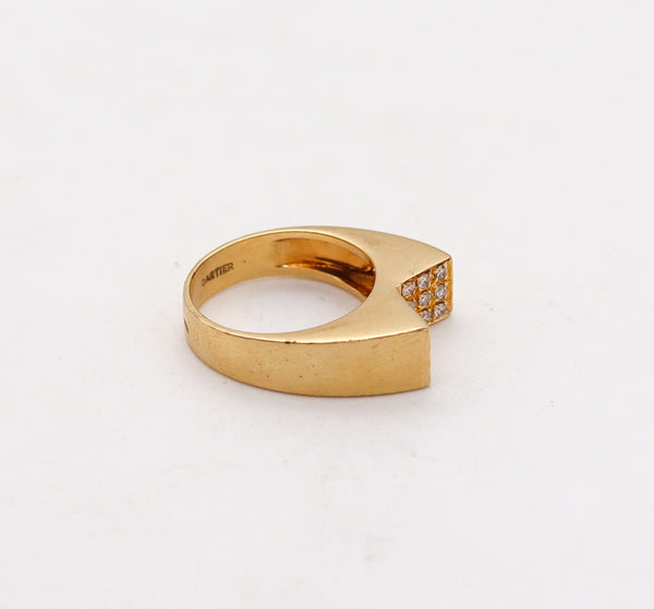 -Cartier 1970 Geometric Modernist Ring In 18Kt Yellow Gold With Diamonds