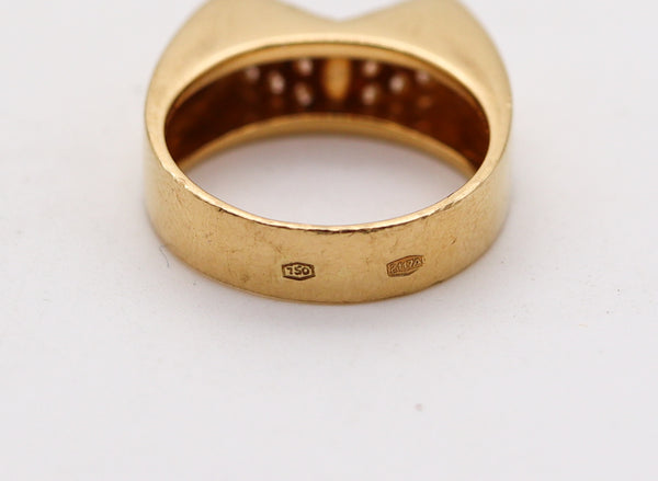 -Cartier 1970 Geometric Modernist Ring In 18Kt Yellow Gold With Diamonds