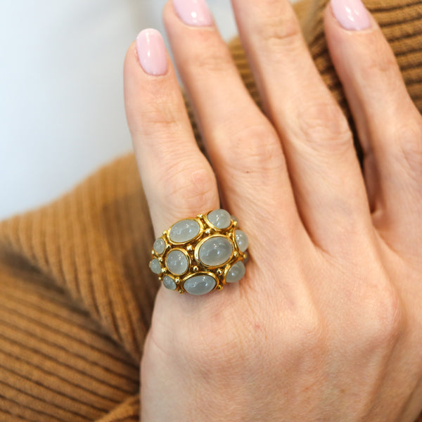 TEMPLE ST CLAIR Cocktail Ring In 18Kt Yellow Gold With 11.95 Cts Aquamarines