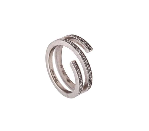 DINH VAN Paris Vintage Classic Spiral Ring In Solid 18Kt White Gold With Diamonds