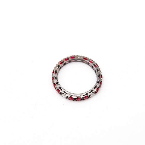 CRIERI Eternity Classic Ring In 18Kt Black Gold With 1.37 Cwt Rubies & Diamonds