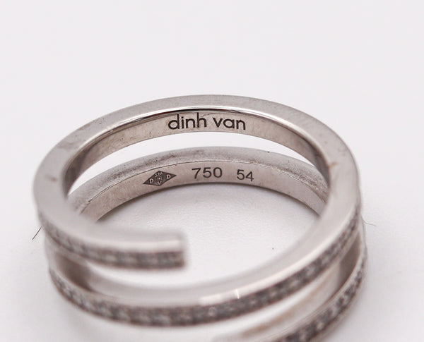 DINH VAN Paris Vintage Classic Spiral Ring In Solid 18Kt White Gold With Diamonds