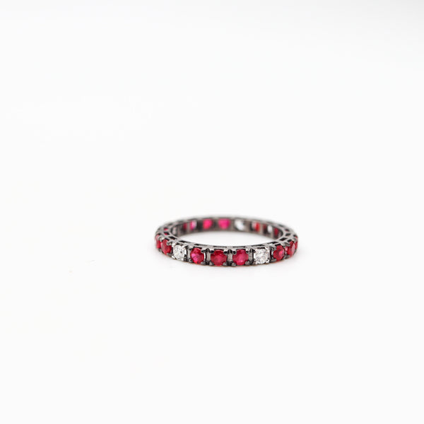 CRIERI Eternity Classic Ring In 18Kt Black Gold With 1.37 Cwt Rubies & Diamonds