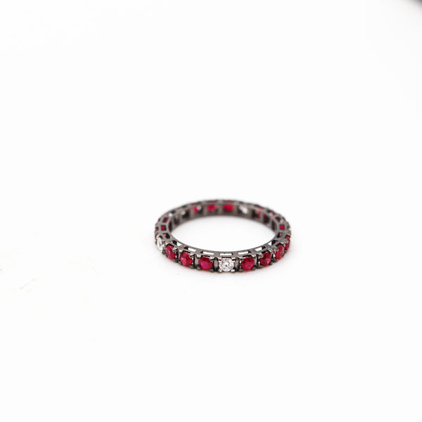 CRIERI Eternity Classic Ring In 18Kt Black Gold With 1.37 Cwt Rubies & Diamonds