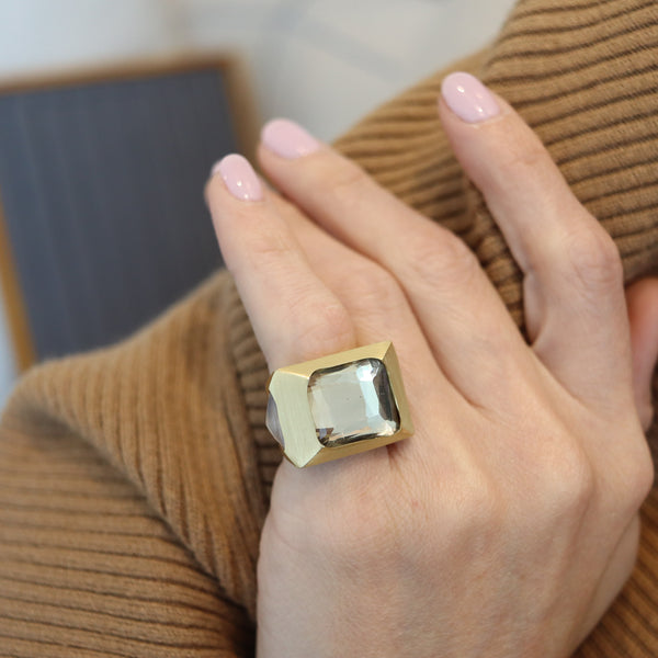 H. STERN By Diane Von Furstenberg Sculptural Cocktail Ring In 18Kt Gold & Quartzes