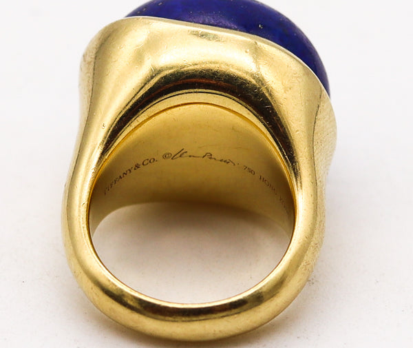 -Tiffany Co. Elsa Peretti Sculptural Ring in 18kt Gold With 25.70 Cts Lapis Lazuli