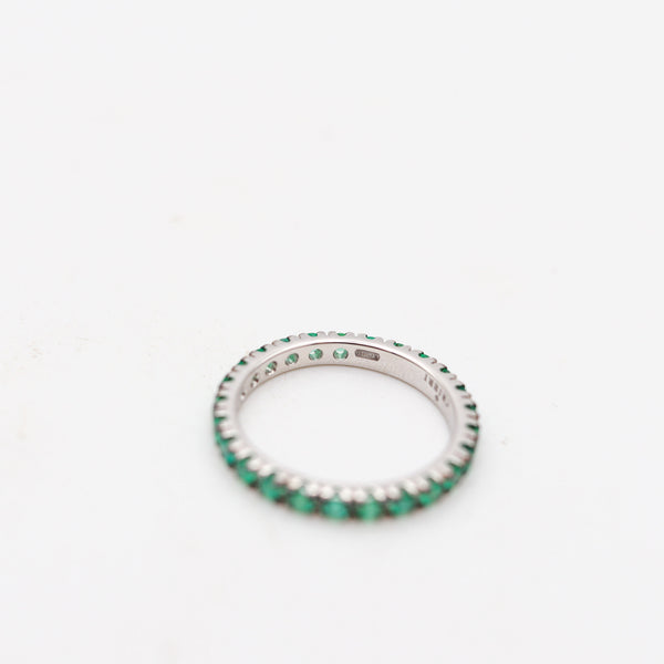 CRIERI Eternity Classic Ring Band In 18Kt White Gold & 1.25 Cwt Colombian Emeralds