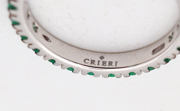 CRIERI Eternity Classic Ring Band In 18Kt White Gold & 1.25 Cwt Colombian Emeralds