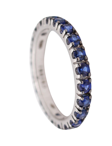 CRIERI Eternity Classic Ring-Band In 18Kt White Gold And 1.80 Cwt Vivid Blue Sapphires
