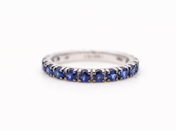 CRIERI Eternity Classic Ring-Band In 18Kt White Gold And 1.80 Cwt Vivid Blue Sapphires